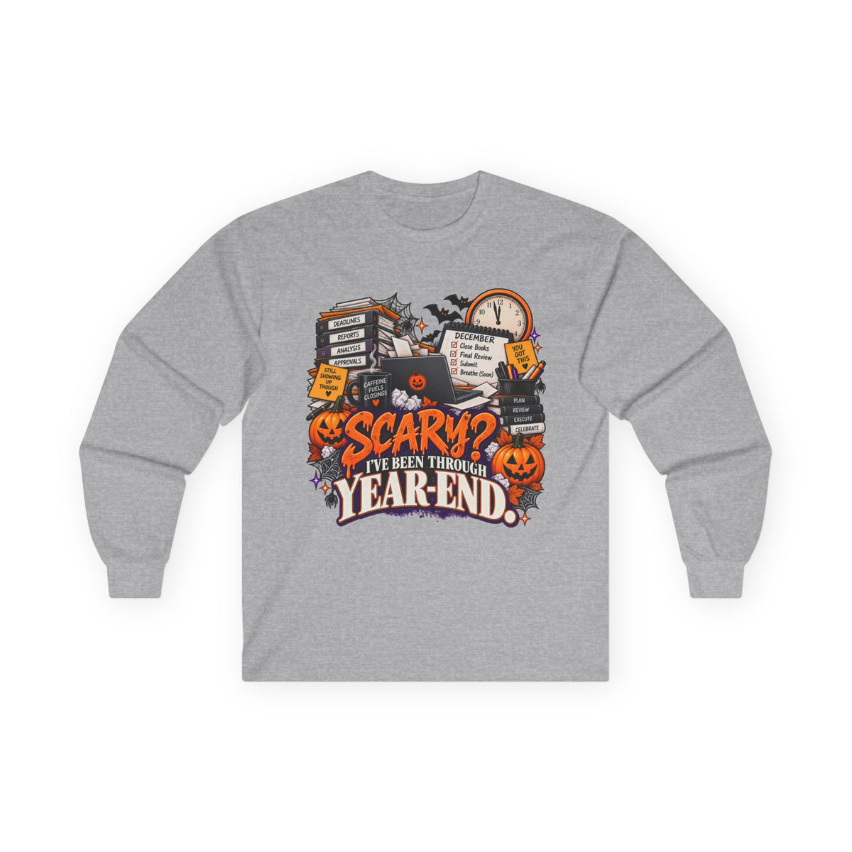 Scary? I’ve Been Through Year-End™ Unisex Halloween Long Sleeve Tee