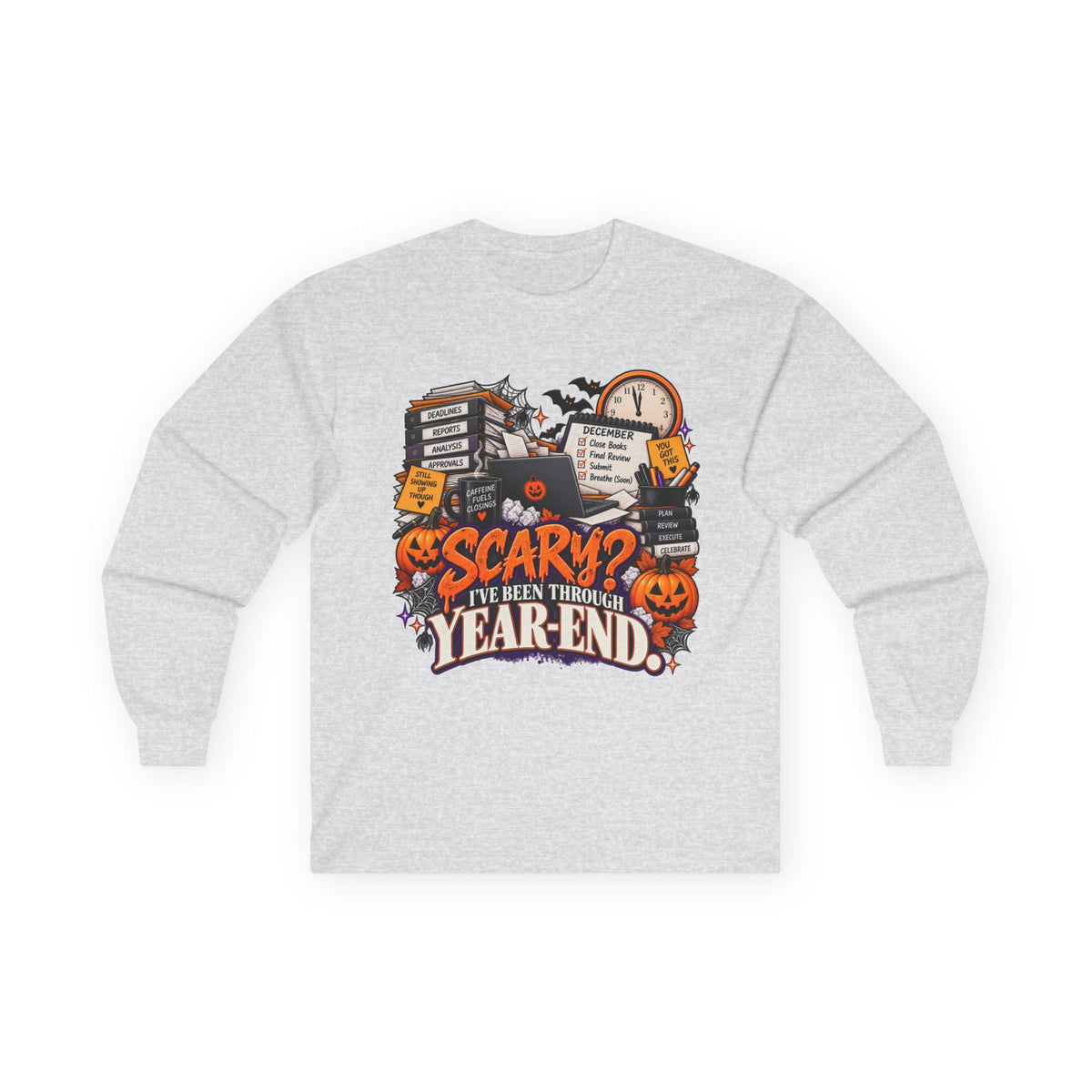 Scary? I’ve Been Through Year-End™ Unisex Halloween Long Sleeve Tee