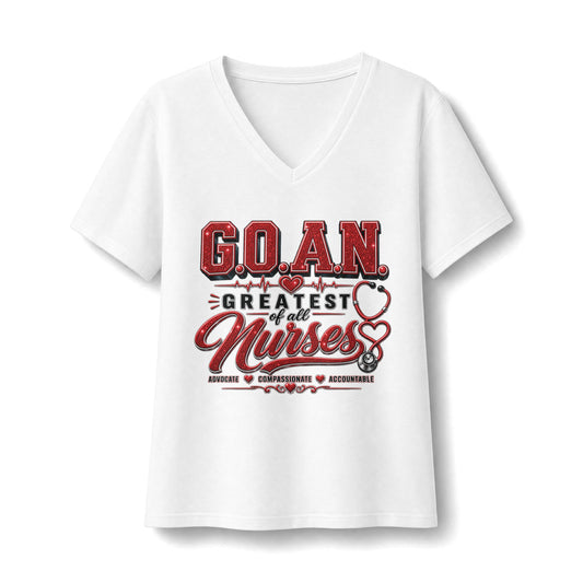 G.O.A.N.™ Signature Red Glitter V Neck Tee
