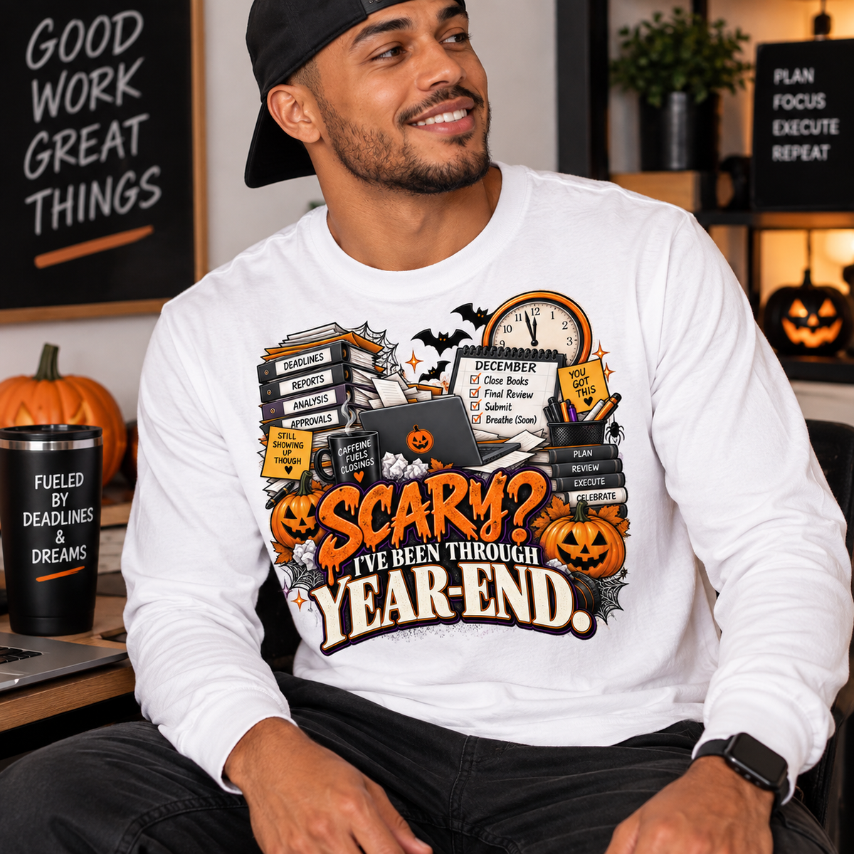 Scary? I’ve Been Through Year-End™ Unisex Halloween Long Sleeve Tee