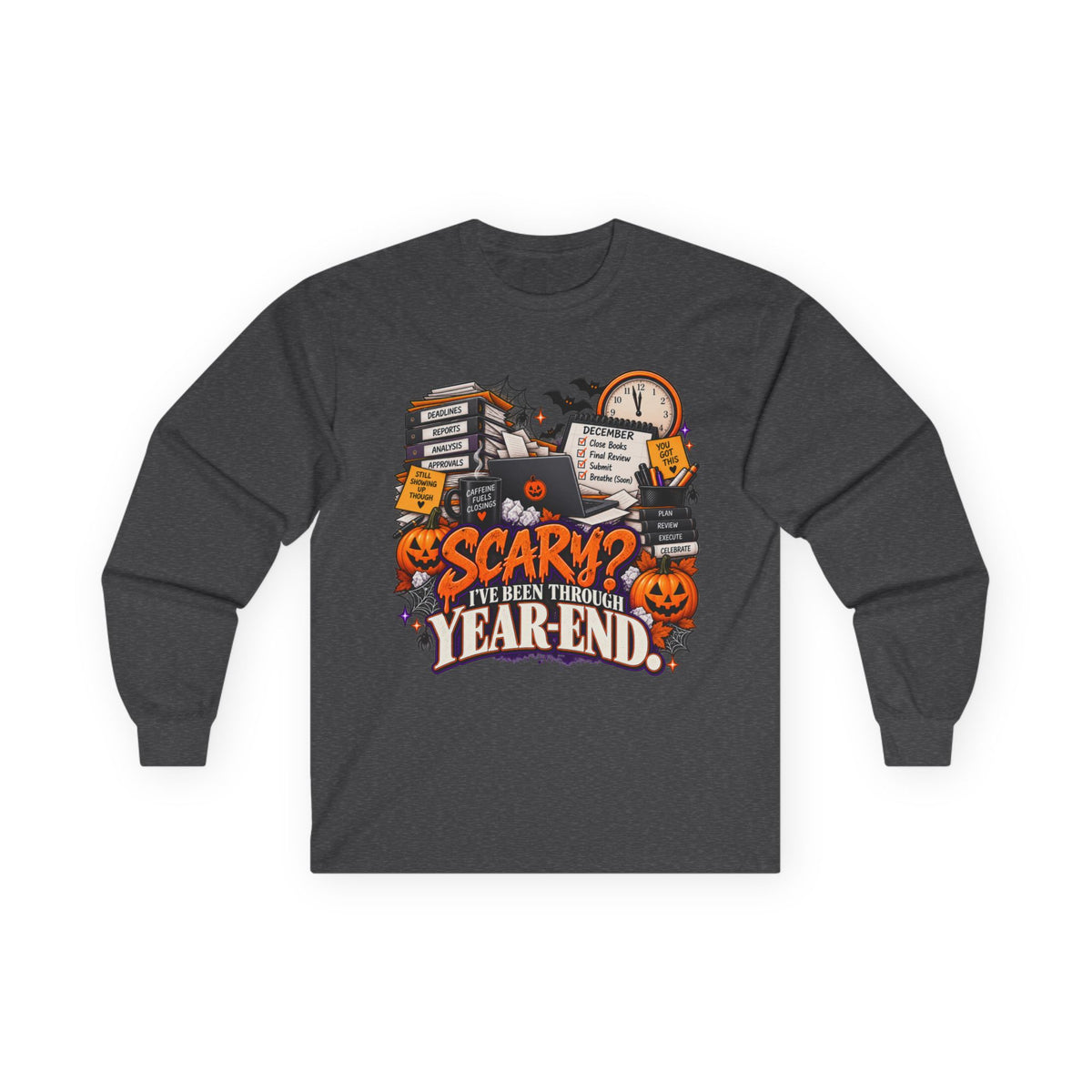 Scary? I’ve Been Through Year-End™ Unisex Halloween Long Sleeve Tee