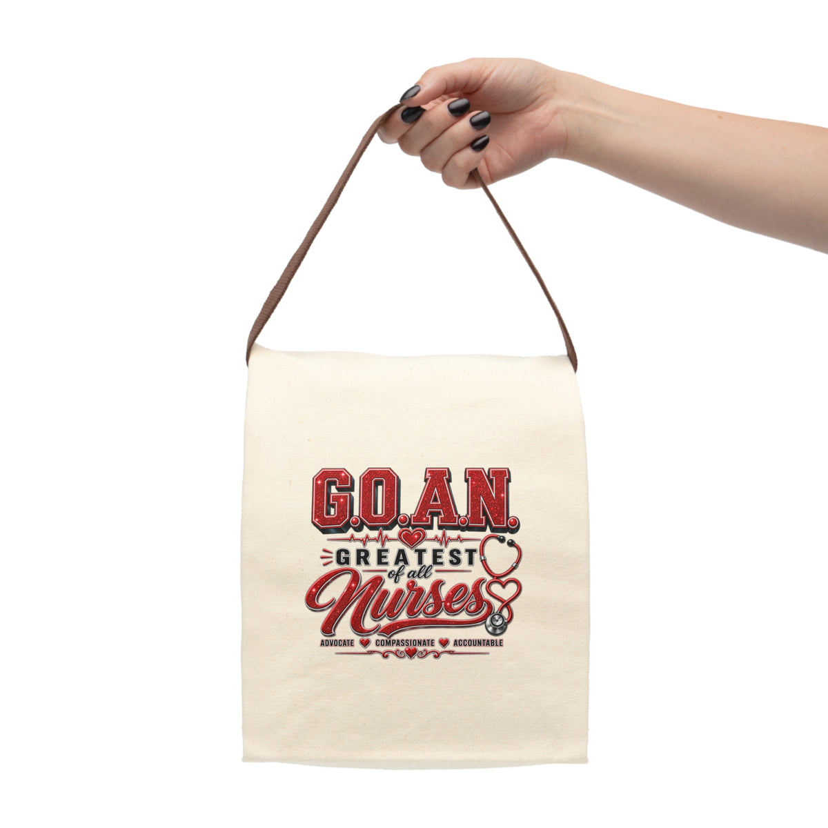 Canvas Lunch Bag – G.O.A.N.™ Signature Red Glitter Lunch Bag