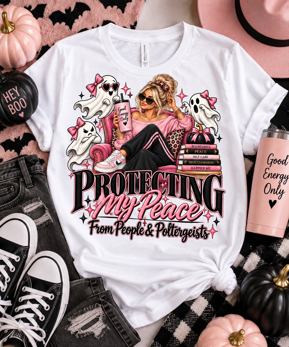 Protecting My Peace – Spooky & Unbothered Halloween Ladies Tee